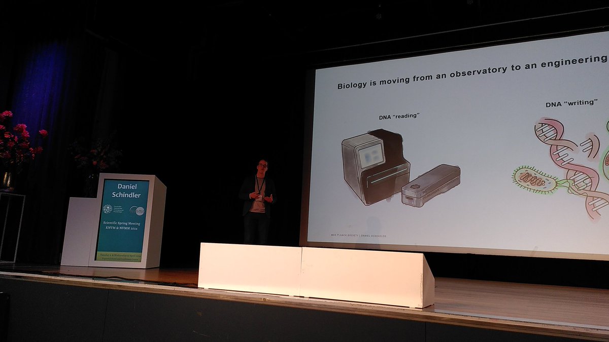 NicoC_MicSynBio's tweet photo. First great talk in our session on synthetic genomes and metabolism by @DSchindler_PDR on his amazing work on the synthetic neo chromosomes in yeast! A great tour de force #KNVM Spring Meeting @KNVM_online https://t.co/elcyv1kUub