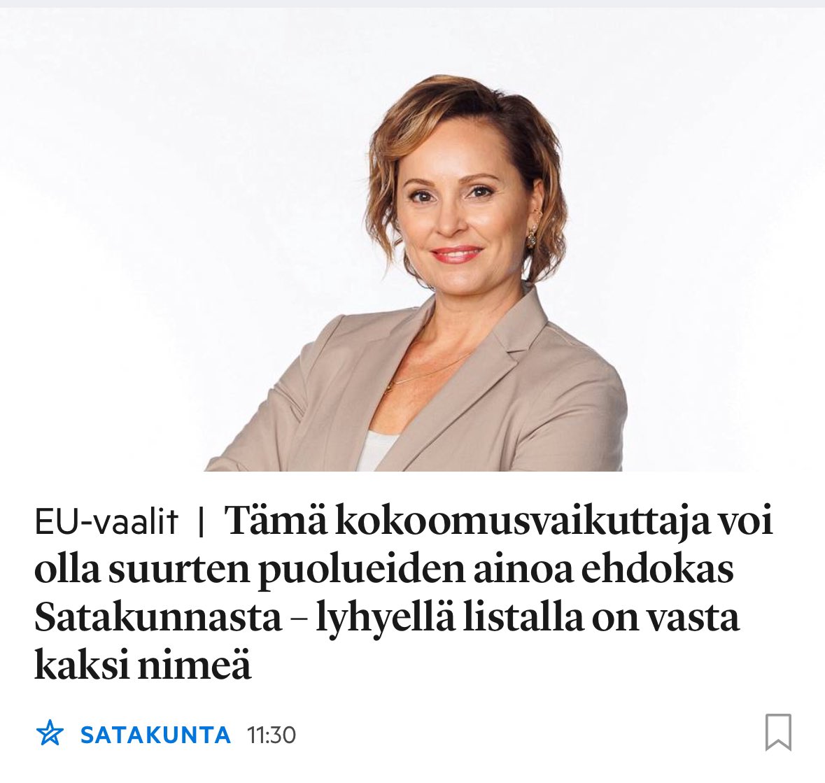 Pitkän harkinnan jälkeen, olen käytettävissä. 🇪🇺 Lehdistötiedote tänään #satakunnankansa Selvennykseksi, olen ehdolla ehdokkaaksi Satakunnan Kokoomuksen esittämänä. Puoluehallitus tekee päätöksen viimeisistä ehdokkaista huhtikuun aikana.💙 #EUvaalit #satakunta #kokoomus