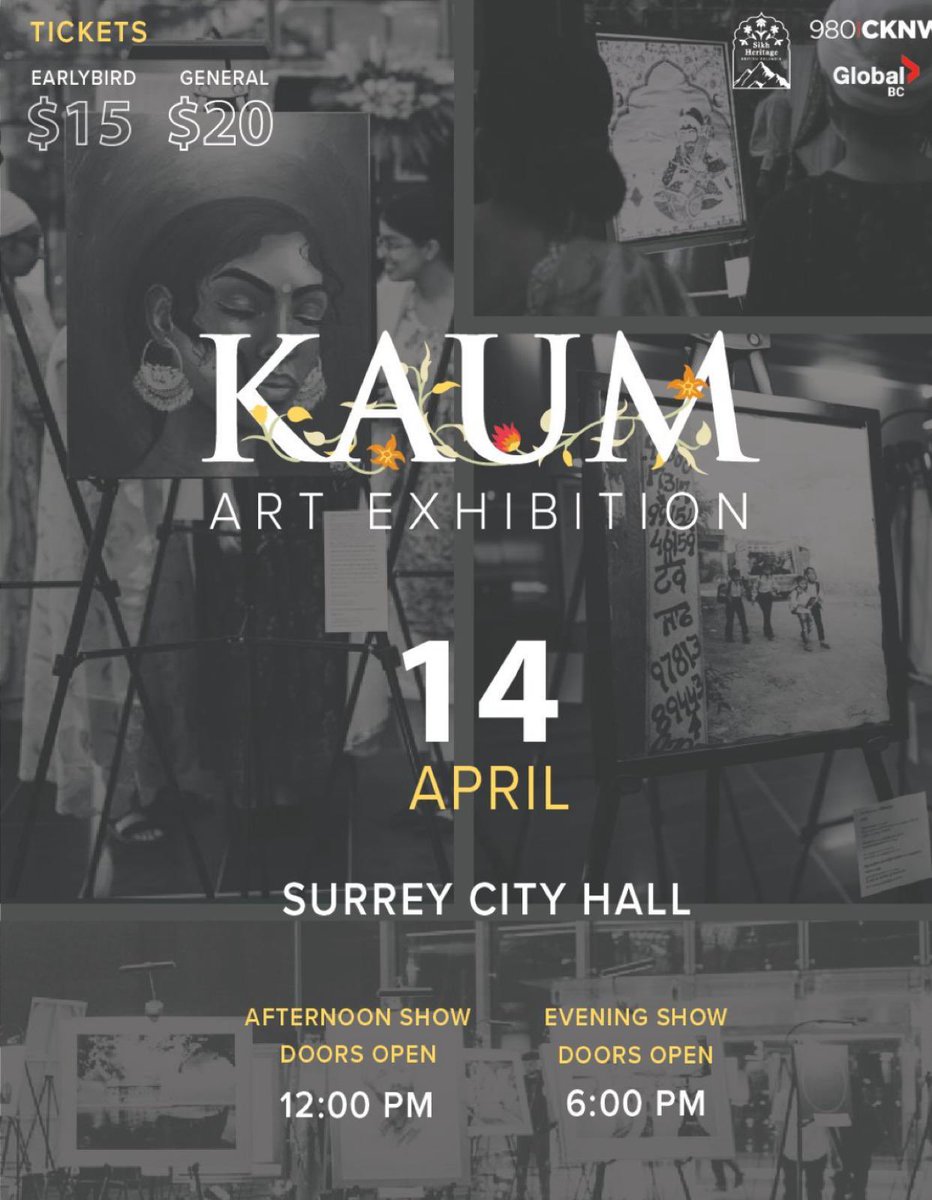 Sikh Heritage BC’s art exhibition: Kaum - An evening of art, performance and storytelling celebrating Sikh resilience throughout the centuries. Reflecting on 40 years since the 1984 Sikh Genocide, Kaum will explore the past, present and future of chardi kala in the face of…