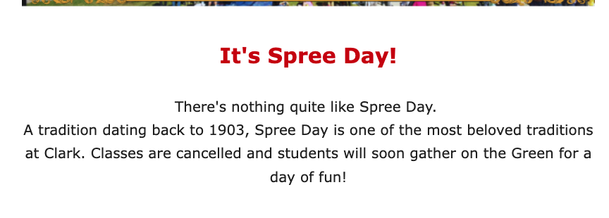 lawyerschiff's tweet photo. Happy #SpreeDay, yo!
@ClarkUniversity https://t.co/8QzUYwphvy