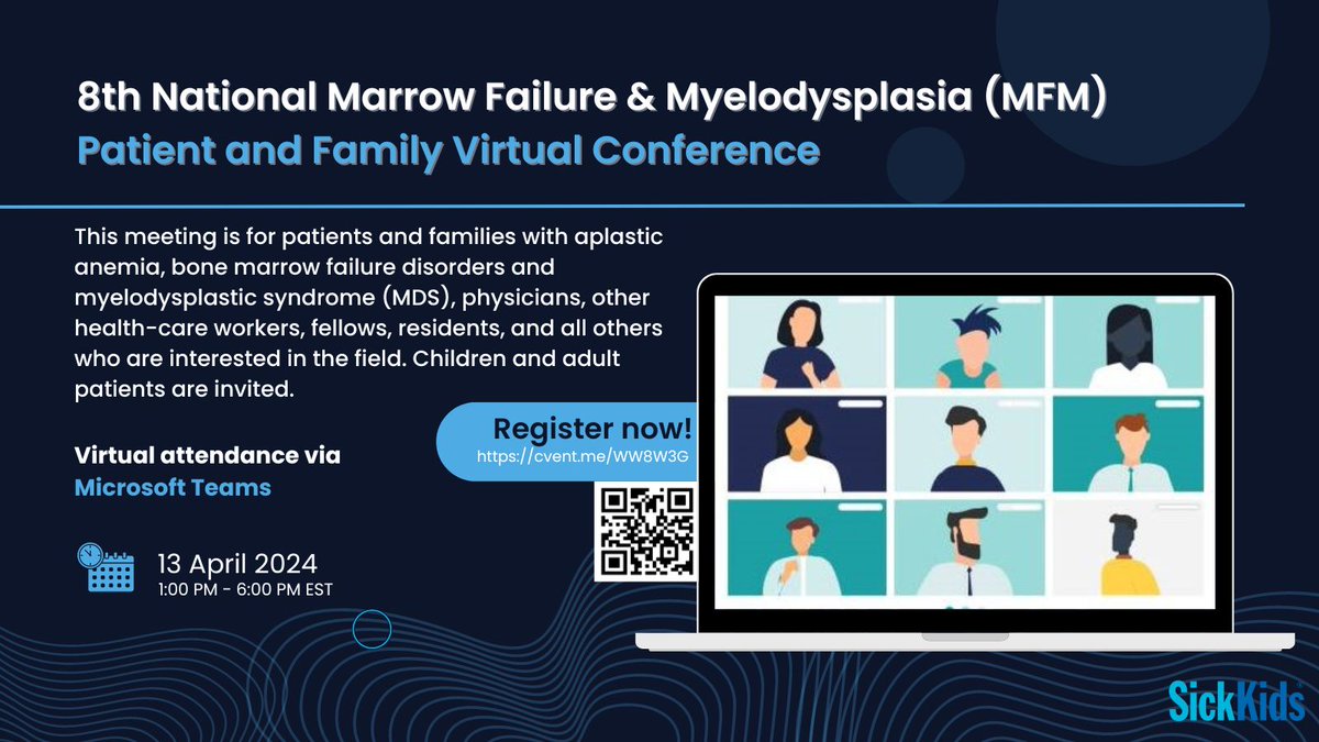📌Registration is open for the 8th National Marrow Failure and Myelodysplasia Patient & Family Virtual Conference, held on April 13. For conference details and registration visit ➡️ bit.ly/43tHMw3