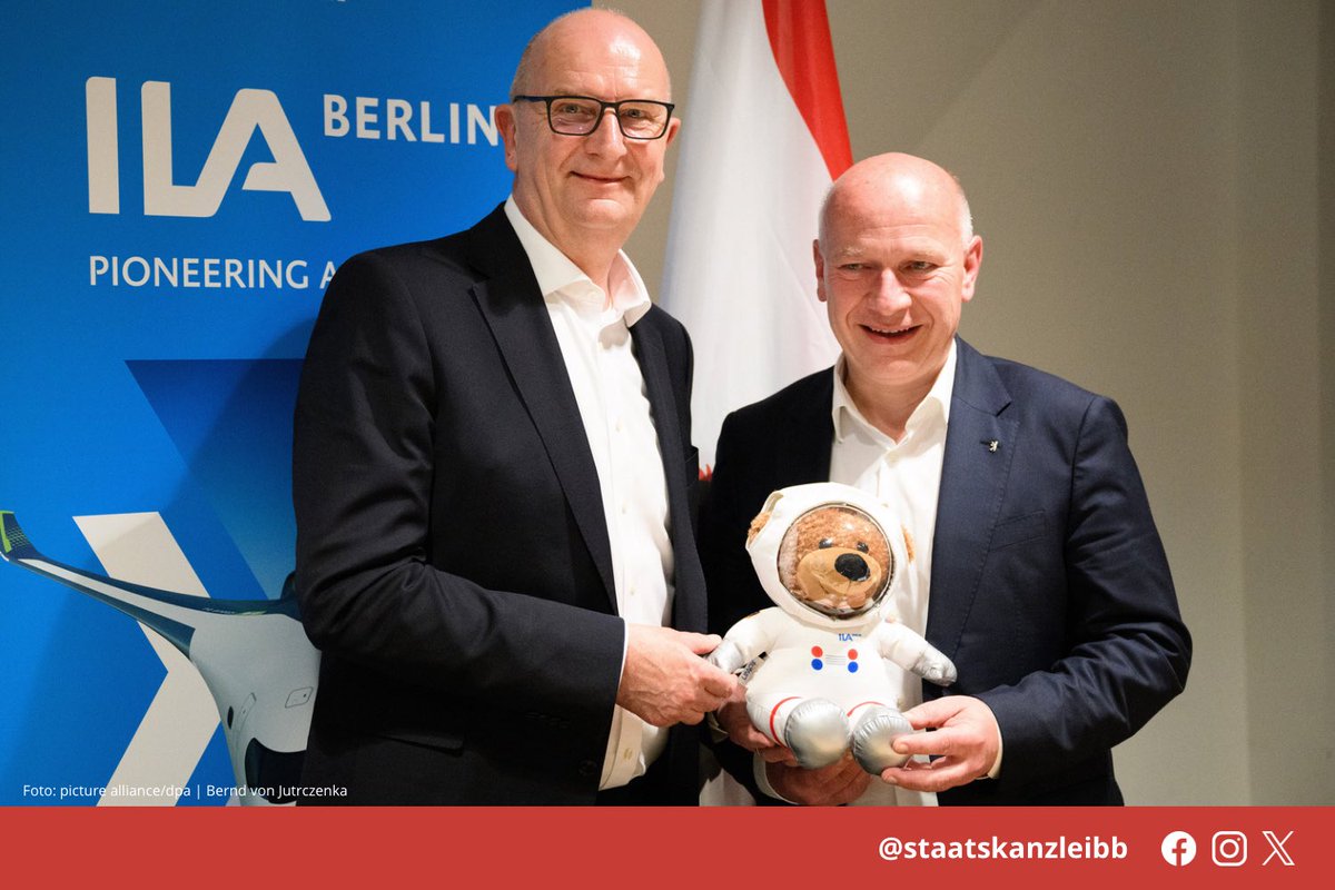 Die @ILA_Berlin bleibt in der Hauptstadtregion. Das haben die Landesregierungen von #Berlin und #Brandenburg heute bei ihrer gemeinsamen Sitzung beschlossen. Die Vereinbarung mit @berlinairport, @MesseBerlin und dem @bdlipresse gilt von 2026 bis 2030. (1/3)