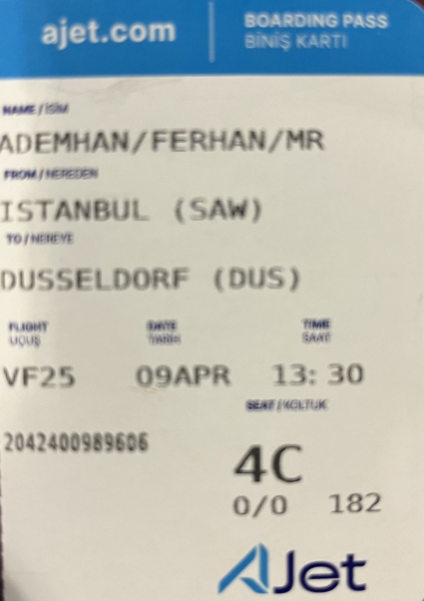 Almanya Düsseldorf Türk Hava yollarının yan şirketi olan yeni AJet ile uçtum hayırlara Vesile olsun.