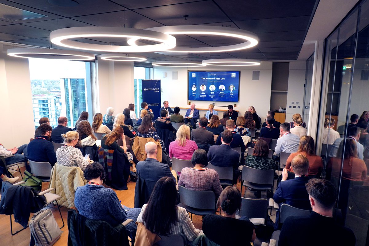 Thanks to all those who made it to our #100YearLife event this morning - a fantastic, multi-sector discussion on #ageingpopulation #healthcare #policy and #pensions. We're grateful to our expert panellists @_StevenCameron @YvonneBraun4 @cthomasippr Karine Jegard