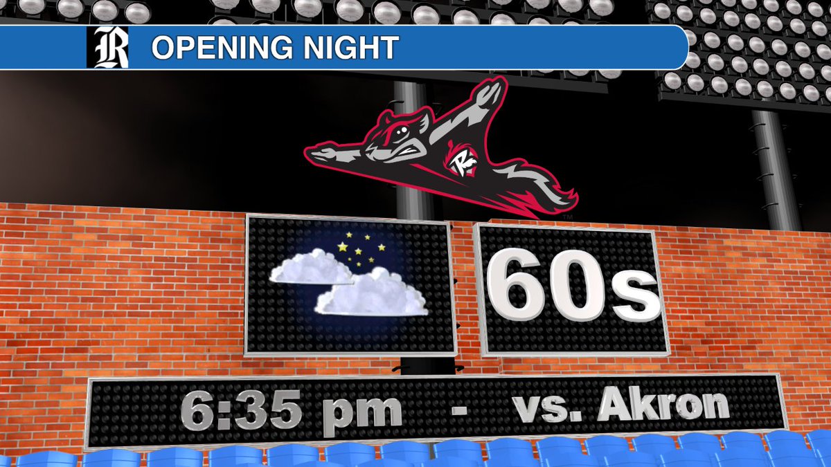 Lots of clouds for the Squirrels' home opener. First pitch temperature in the 70s, then slowly dropping toward the mid 60s by the ninth. Aside from an isolated passing sprinkle or two, no rain this evening. Wind - while not strong - will be blowing out to left field.