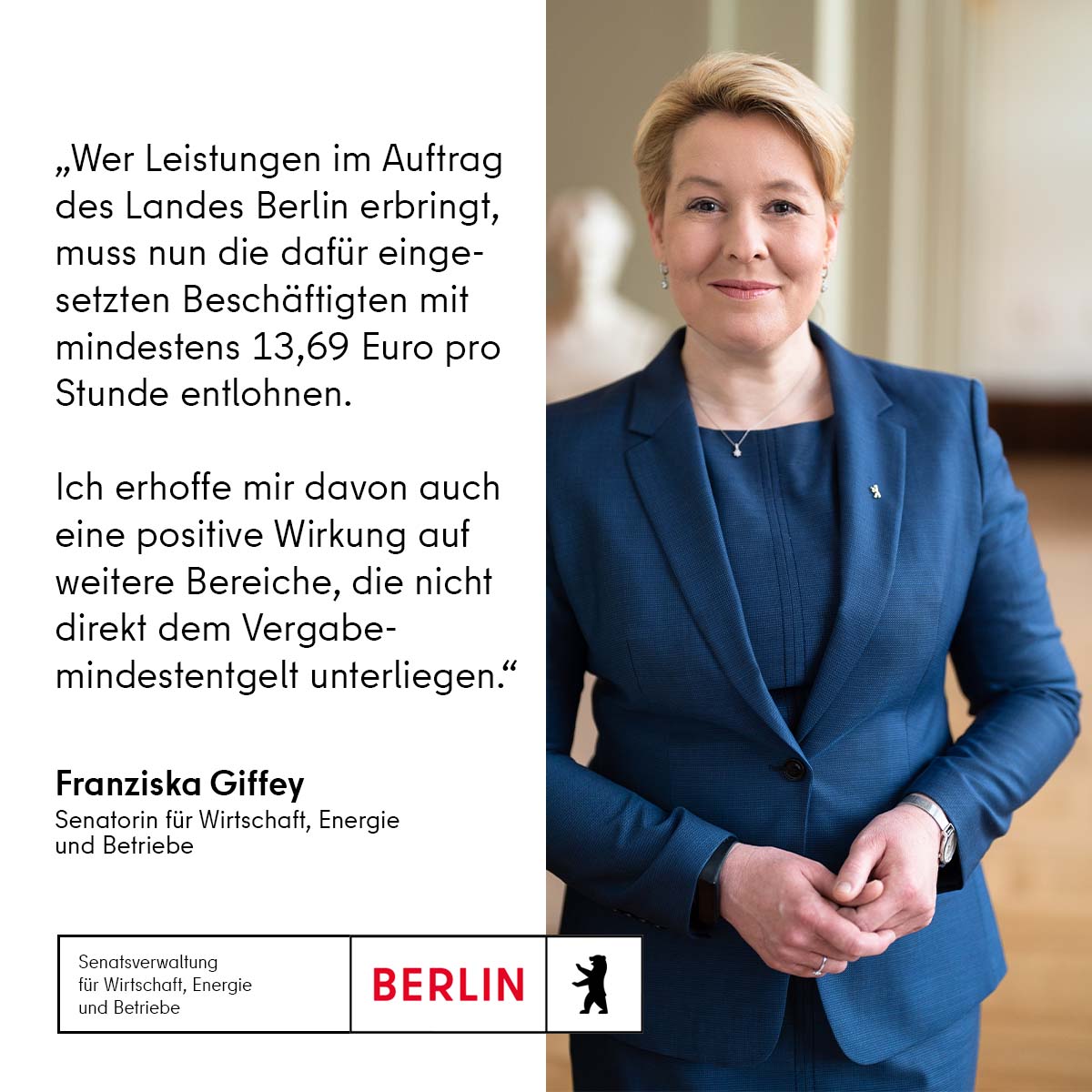 🤩Good news! Landes- & Vergabemindestlohn in Berlin steigen von 13€ auf 13,69€/Stunde . Das gilt für Beschäftigte in Firmen, die öff. Aufträge annehmen UND für alle beim Land Berlin Beschäftigten (auch bei Beteiligungsunternehmen oder Institutionen, die Zuwendungen erhalten).👷‍♀️