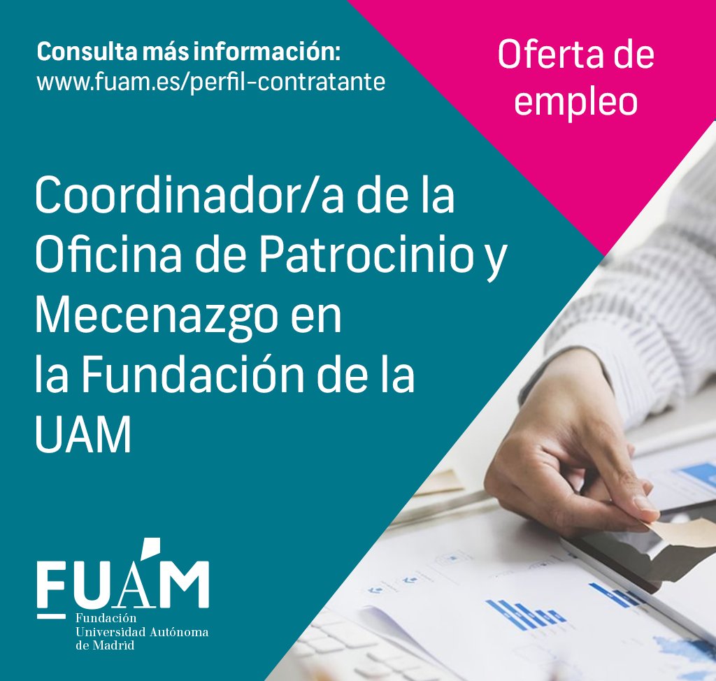 ¿Tienes experiencia en la #gestión de programas de #patrocinio y #mecenazgo? ¡Te estamos buscando! 💻 Coordinador/a de la Oficina de Patrocinio y Mecenazgo en la @fuam_uam 🗓 Plazo de presentación hasta el 19 de abril ¡Solicítalo en nuestra web! 👉 lnkd.in/dnaexZtr