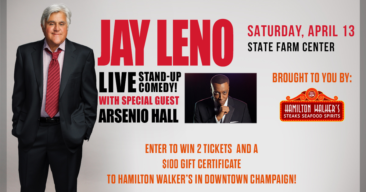 We have quite the weekend coming up! Now is your chance to enter to win tickets to Jay Leno with special guest Arsenio Hall this Saturday! The winner will receive two tickets to the show and a $100 gift card to Hamilton Walker's! Sign up NOW 👉 statefarmcenter.com/LenoETW