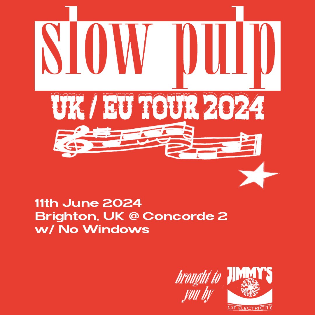 SUPPORT ANNOUNCEMENT @NoWindowsMusic will support @slowpulpband this June! 🎟 Tickets still available - bit.ly/3t7SeM2