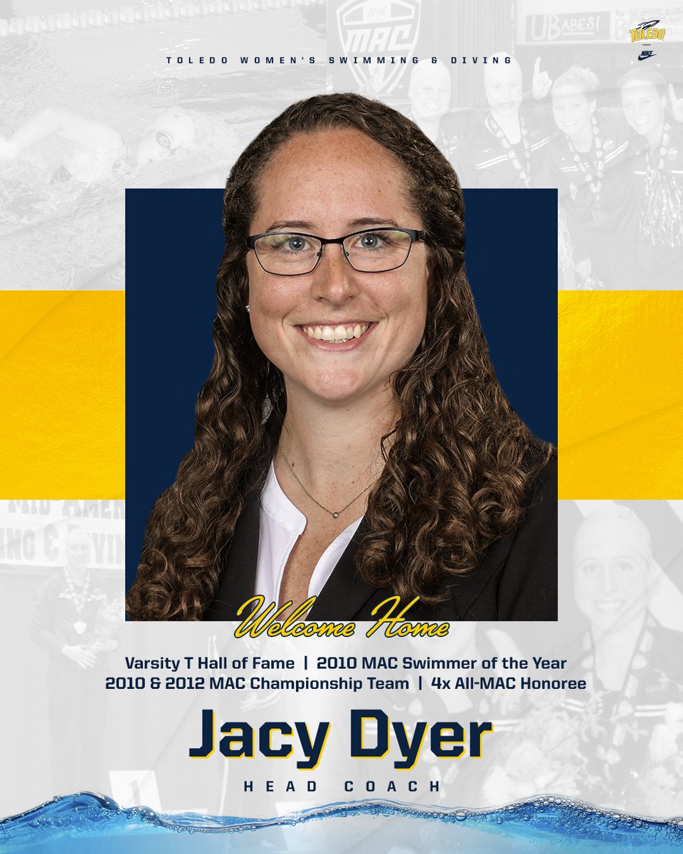 𝗪𝗲𝗹𝗰𝗼𝗺𝗲 𝗛𝗼𝗺𝗲 Jacy Dyer 🚀 Dyer was a 4x All-MAC selection, Toledo’s first MAC Swimmer of the Year, Varsity T Hall of Famer (2017), & now the Head Coach for the Rockets! #TeamToledo #MACtion 📰🔗: utrockets.com/news/2024/4/9/…