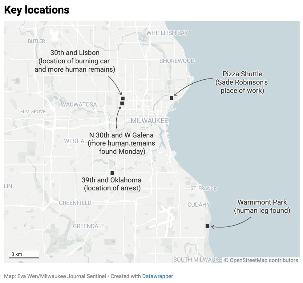 Police have zeroed in on a person of interest as investigations into a missing woman and the discovery of human remains around the Milwaukee area ramp up.

Here's what we know. By <a href="/aluthern/">Ashley Luthern Ⓜ️</a> + <a href="/david_clarey/">David Clarey</a> + <a href="/AdriReportss/">Adrienne "Dri" Davis</a>:

jsonline.com/story/news/cri…