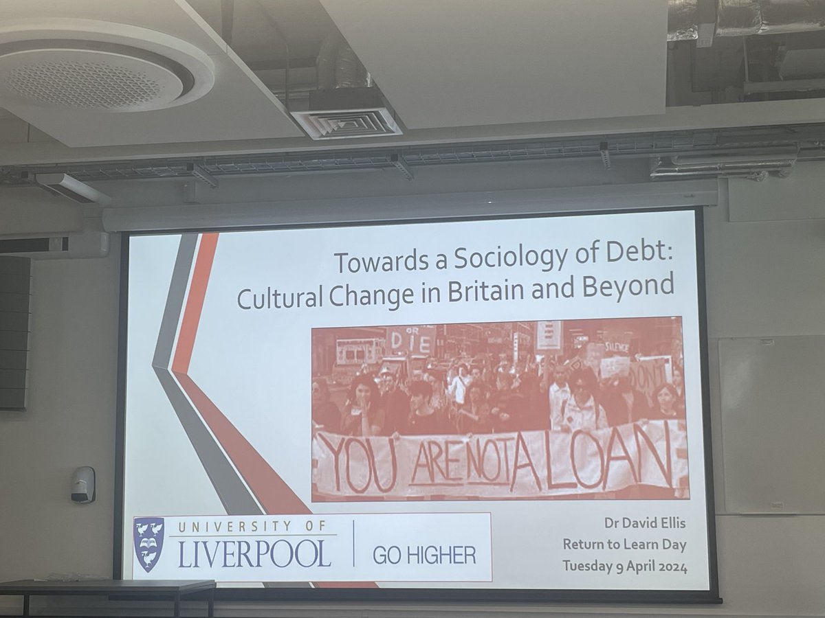 In our final session, Go Higher lecturer David Ellis talks to us about a Sociology of Debt, including a culture of posting of credit ratings as part of dating profiles… #ReturntoLearn #MatureStudents #AdultLearners ⁦@livuniHSS⁩ ⁦@LivUni⁩