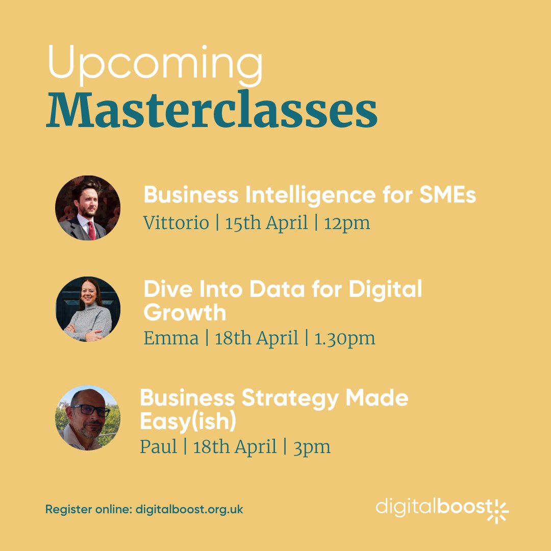 Whether you want to know more about the tools you need to run your business smoothly, want to get to grips with your data, or want to create a business strategy that feels easy(ish), these 🆓 Masterclasses have you covered 💪 Register for 🆓 here 👉 eu1.hubs.ly/H08vS9Y0
