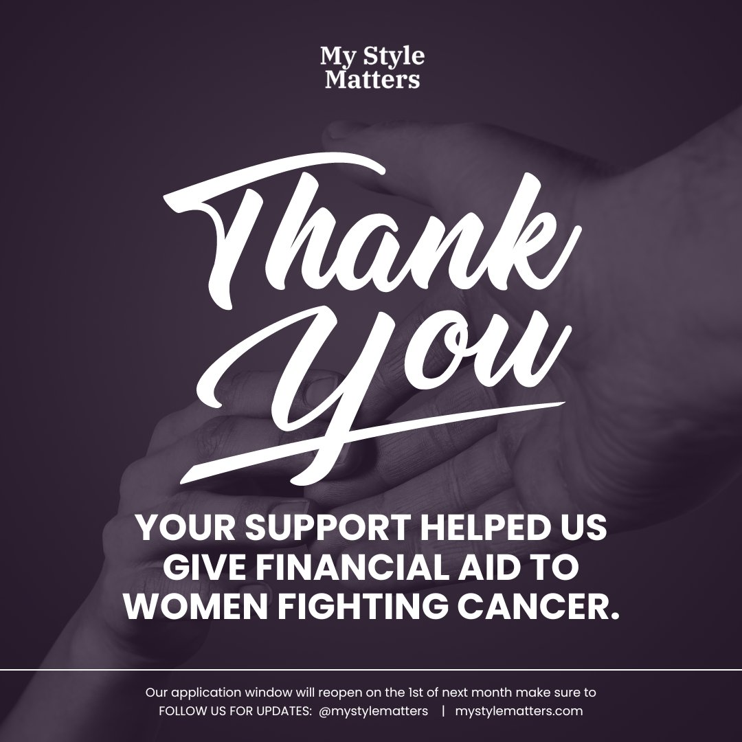 Thanks for helping us support 5 courageous women! But our mission continues. You can make a difference too. Get involved: Donate: bit.ly/Donate2MSM Volunteer: bit.ly/VolunteerwithM… Follow for updates. #BreastCancer #FinancialAssistance #MyStyleMatters