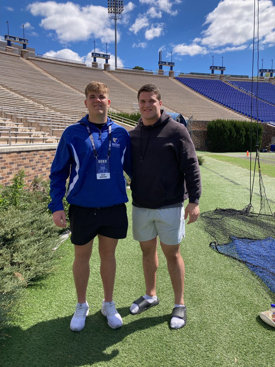 Had a great time at Duke this past Saturday! Enjoyed talking with <a href="/grahambarton53/">Graham Barton</a> and <a href="/JeffNorrid1/">Jeff Norrid</a>!
<a href="/wcsBHSge/">Coach Evans</a> <a href="/wcsBHScf/">Brentwood Football</a> <a href="/DukeFOOTBALL/">Duke Football</a> <a href="/coachRickLyster/">Rick Lyster</a> #BlueDevils #Duke <a href="/CSmithScout/">Chris Smith</a> <a href="/Kreager/">𝑇𝑜𝑚 𝐾𝑟𝑒𝑎𝑔𝑒𝑟</a>