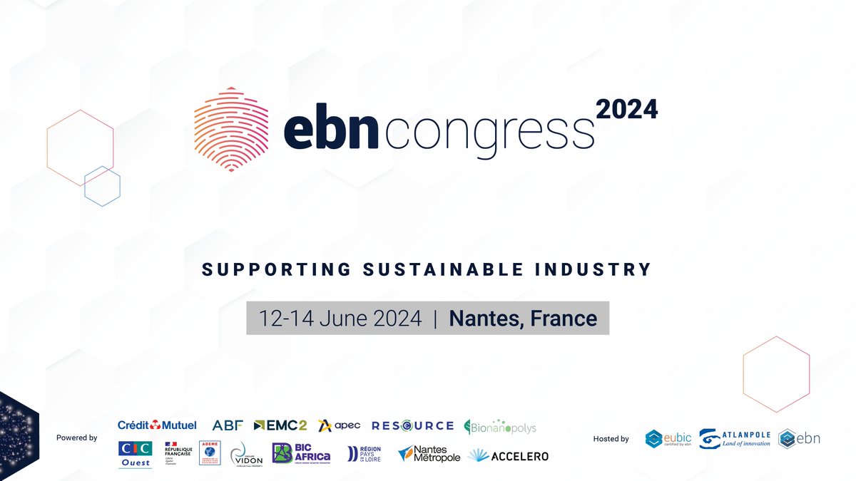 🌟 Don't let the early bird fly away! The countdown is on for the 2024 EBN Congress, 'Supporting Sustainable Industry,' happening in Nantes, France from June 12-14! Join us and #EUBIC @atlanpole to connect with future partners, build a global network of innovation leaders,…