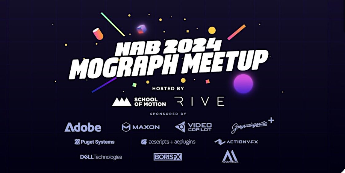 The NAB MoGraph Meetup is back! Come hang out with your friends, heroes and fellow Mograph enthusiasts to talk design, animation, pets, or anything else that pops into your Vegas-addled brain. Get your free tickets here 🎟️ Mographmeetup.com