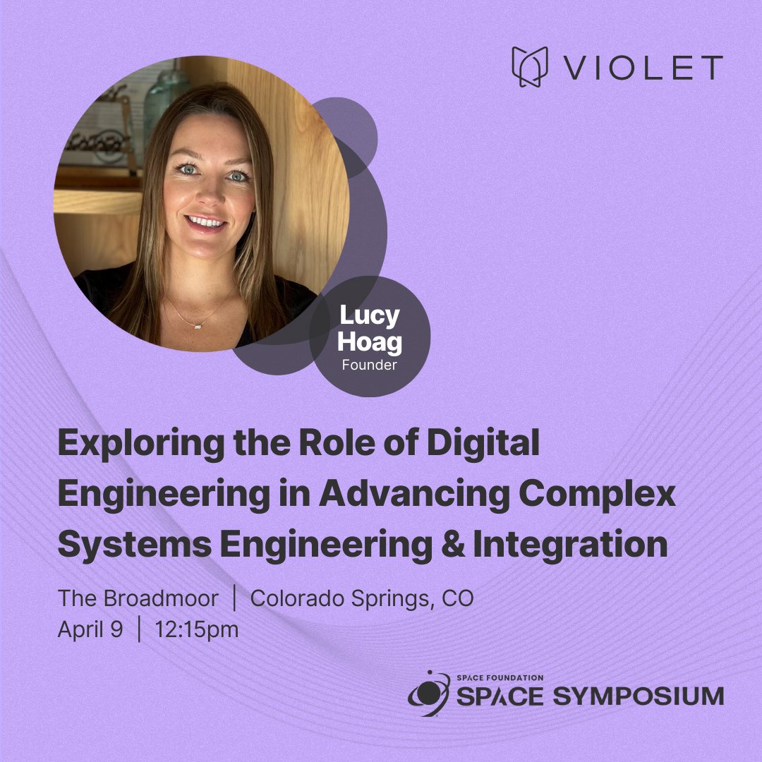Catch our CEO <a href="/lucyhoag/">Lucy Hoag</a> today at the <a href="/SpaceFoundation/">Space Foundation</a>'s 39th #SpaceSymposium, discussing all things Digital Engineering (and of course <a href="/VioletLabsInc/">Violet Labs</a>): 

spacesymposium.org/agenda/salon-l…