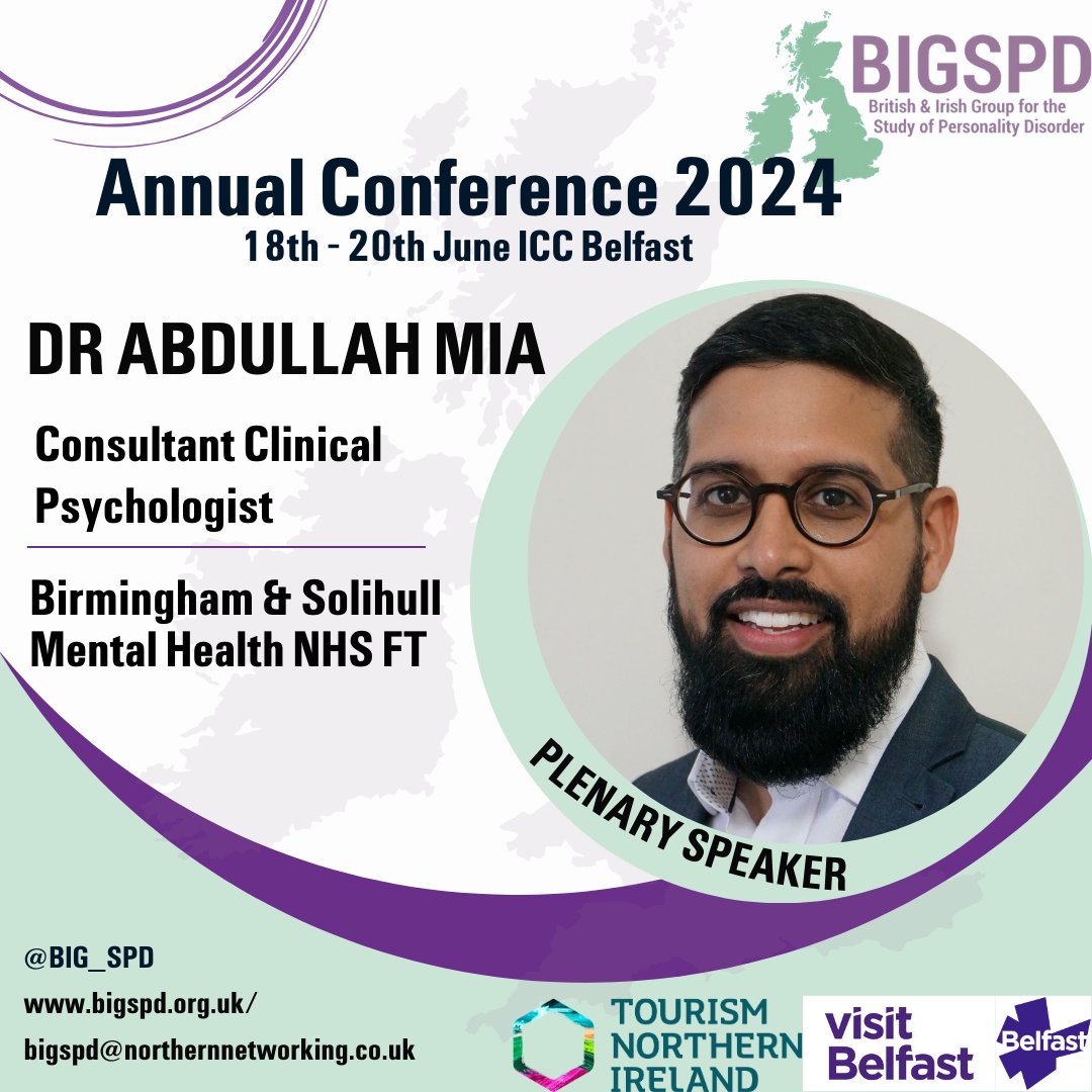 Excited to have @DrAbdullahMia join us in Belfast for #BIGSPD24 His Plenary presentation title:  'gotta tip on the tightrope” – balancing the pulls and points. 
Non-residential, single day & evening events tickets still available! bigspd.org.uk/conferences-an…