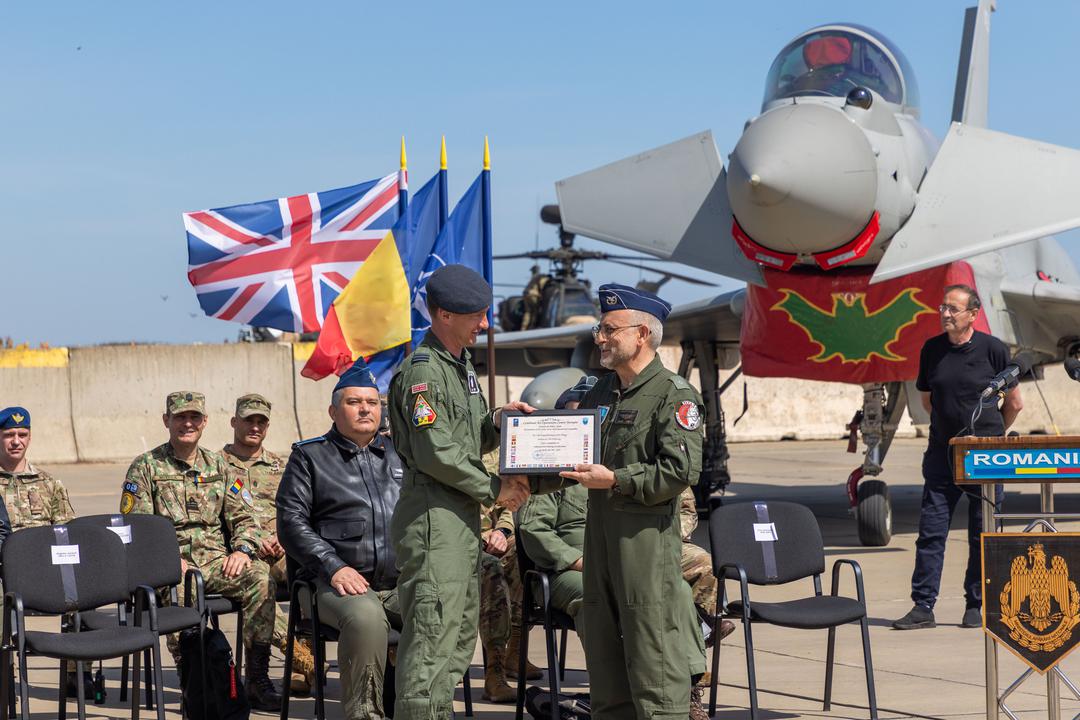 Royal Air Force (@royalairforce) on Twitter photo Six RAF Typhoons are ready to fly <a href="/NATO/">NATO</a> enhanced Air Policing missions out of a Romanian Air Base near Constanța. ✈️
In the Romania-hosted ceremony with international attendance, RAF 140 Expeditionary Air Wing received the mission ready certificate. Six RAF Typhoons are ready to fly <a href="/NATO/">NATO</a> enhanced Air Policing missions out of a Romanian Air Base near Constanța. ✈️
In the Romania-hosted ceremony with international attendance, RAF 140 Expeditionary Air Wing received the mission ready certificate.