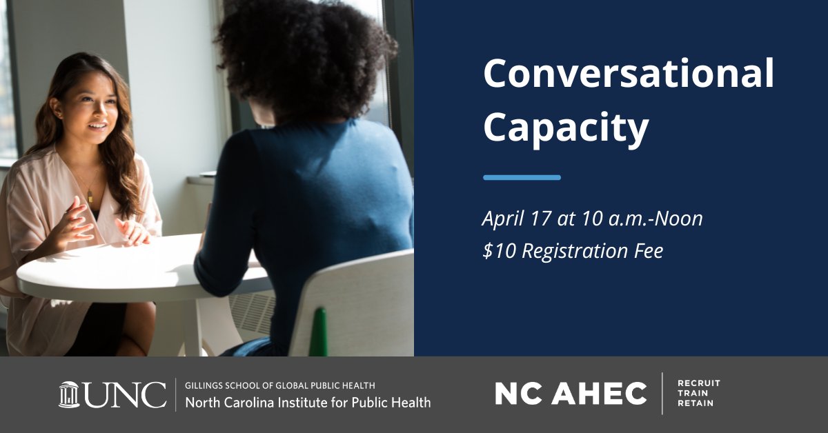 Looking to enhance your communication, relationship-building and leadership skills? We recently offered this online workshop through Wake AHEC, and it's now available through Piedmont AHEC.

ncahec.net/courses-and-ev…