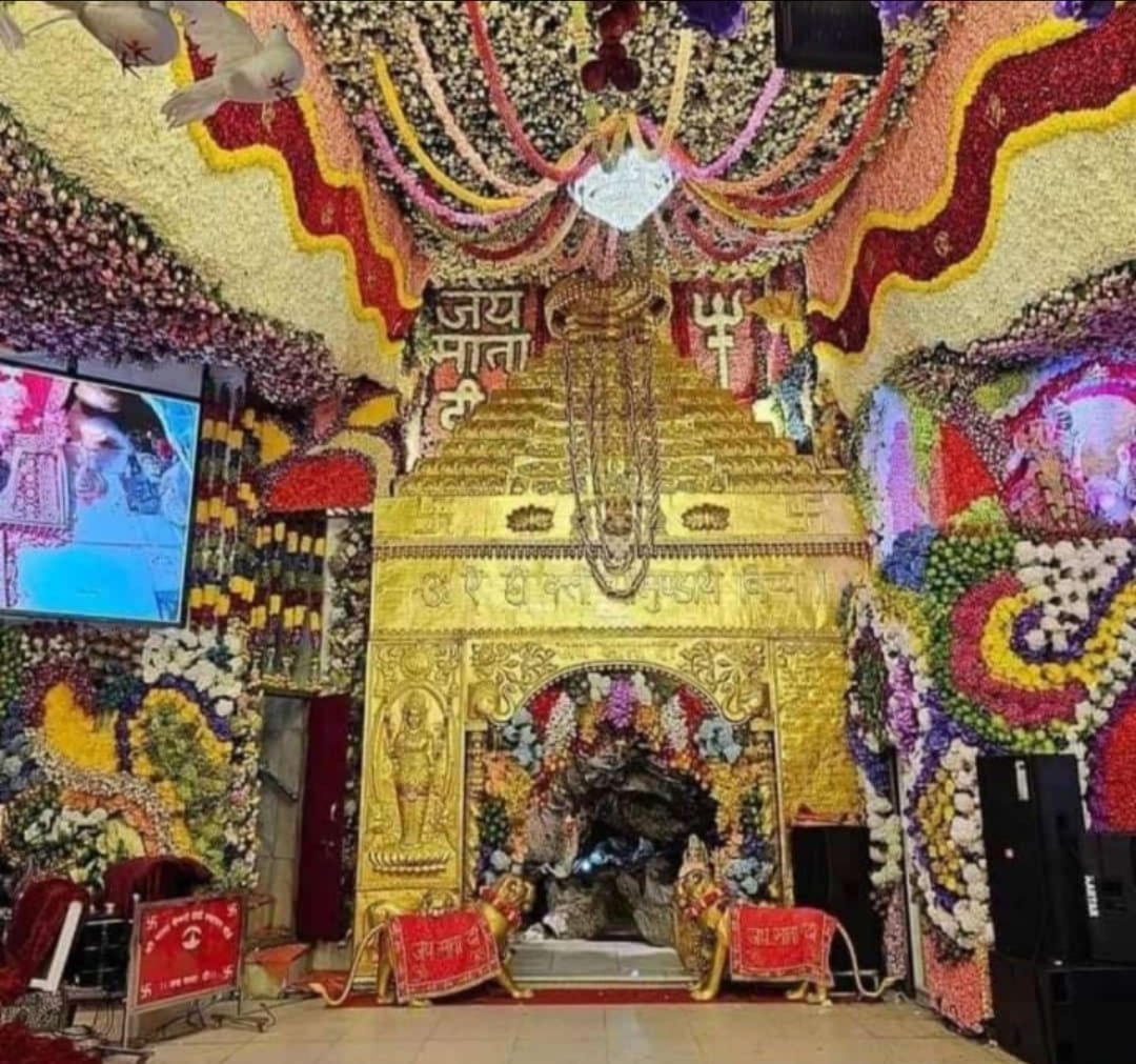 Shree Maa Vaishno Devi Ji is decorated so beautifully for Navratri, haayeeee 🥹🫶🏻💗