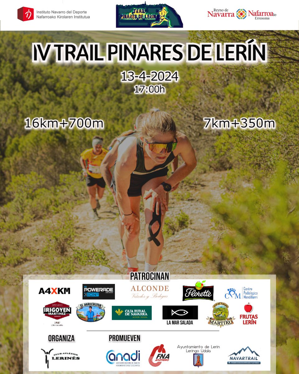 Lerín, premiado este año en la Gala del #atletismonavarro, repite este sábado su #TrailPinaresdeLerín. El año pasado fue Campeonato de España y es una de las mejores organizaciones que te puedes encontrar. Inscripción 👇 rockthesport.com/es/evento/trai… @deporte_na @TrailRunNavarra