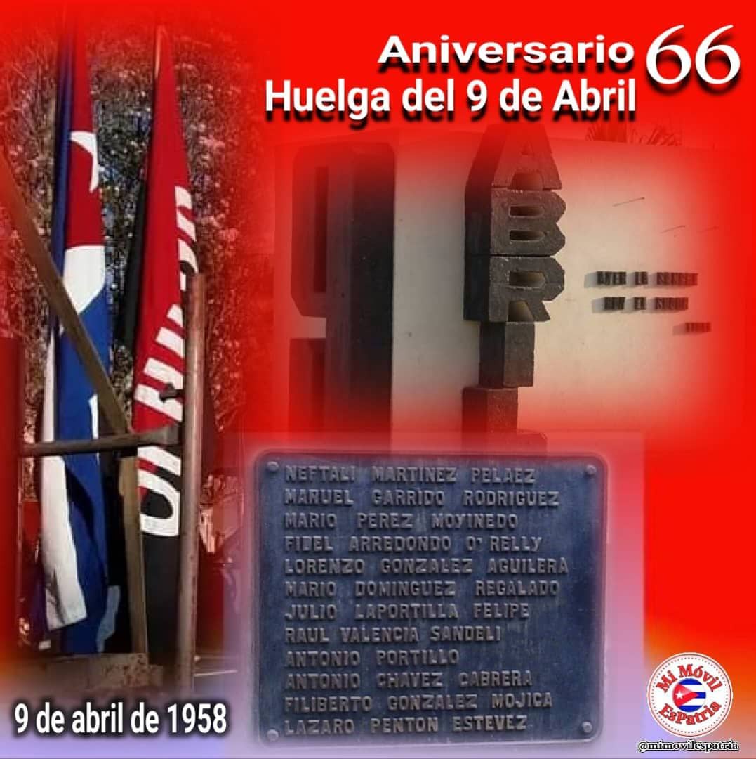 Hoy recordamos el heroísmo de los luchadores clandestinos que el 9 de Abril de 1958 enfrentaron a la dictadura de Batista. #EstaEsLaRevolución #ArtemisaJuntosSomosMás