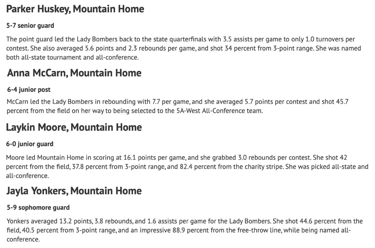 Congrats to these Lady Bombers for being named to the BB All Area Team! 💙💛✈️🏀 @ParkerHuskey10 @amccarn21 @laykinmoore_24 @JaylaYonkers