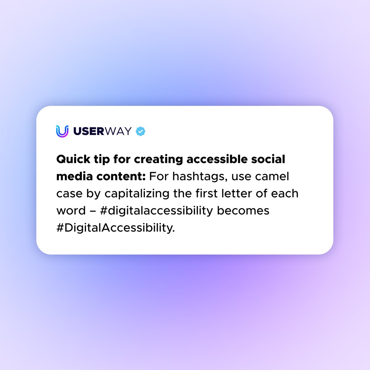 Using camel case for hashtags – capitalizing the first letter of each word – is a small habit you can easily implement that has a big impact on digital inclusivity 👏 Camel case improves readability and helps screen reader users understand each word distinctly. Screen readers…