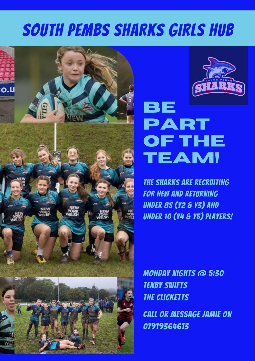 SouthPembsSharks (@sthpembssharks) on Twitter photo 🏉 Starting on April 22nd 🏉
💥 Sharks minis are back!
💥 Monday 5.30pm @ Clicketts Tenby.
💥 All girls in school Years 2-5 are welcome to come & give it a try!
<a href="/TenbyUTDRFC/">Tenby United RFC</a> <a href="/YsgolStOswallt/">YsgolStOswallt</a> <a href="/SaundersfootS/">Saundersfoot School</a> <a href="/hafanymortenby/">ysgolhafanymor</a> <a href="/TenbyVC/">TenbyChurchinWalesVC</a> <a href="/StFloschool/">St Florence VC</a> <a href="/SagestonPrimary/">Sageston CP School</a> <a href="/waleswomenrugby/">Welsh Women's Rugby🏴</a> 🏉 Starting on April 22nd 🏉
💥 Sharks minis are back!
💥 Monday 5.30pm @ Clicketts Tenby.
💥 All girls in school Years 2-5 are welcome to come & give it a try!
<a href="/TenbyUTDRFC/">Tenby United RFC</a> <a href="/YsgolStOswallt/">YsgolStOswallt</a> <a href="/SaundersfootS/">Saundersfoot School</a> <a href="/hafanymortenby/">ysgolhafanymor</a> <a href="/TenbyVC/">TenbyChurchinWalesVC</a> <a href="/StFloschool/">St Florence VC</a> <a href="/SagestonPrimary/">Sageston CP School</a> <a href="/waleswomenrugby/">Welsh Women's Rugby🏴</a>