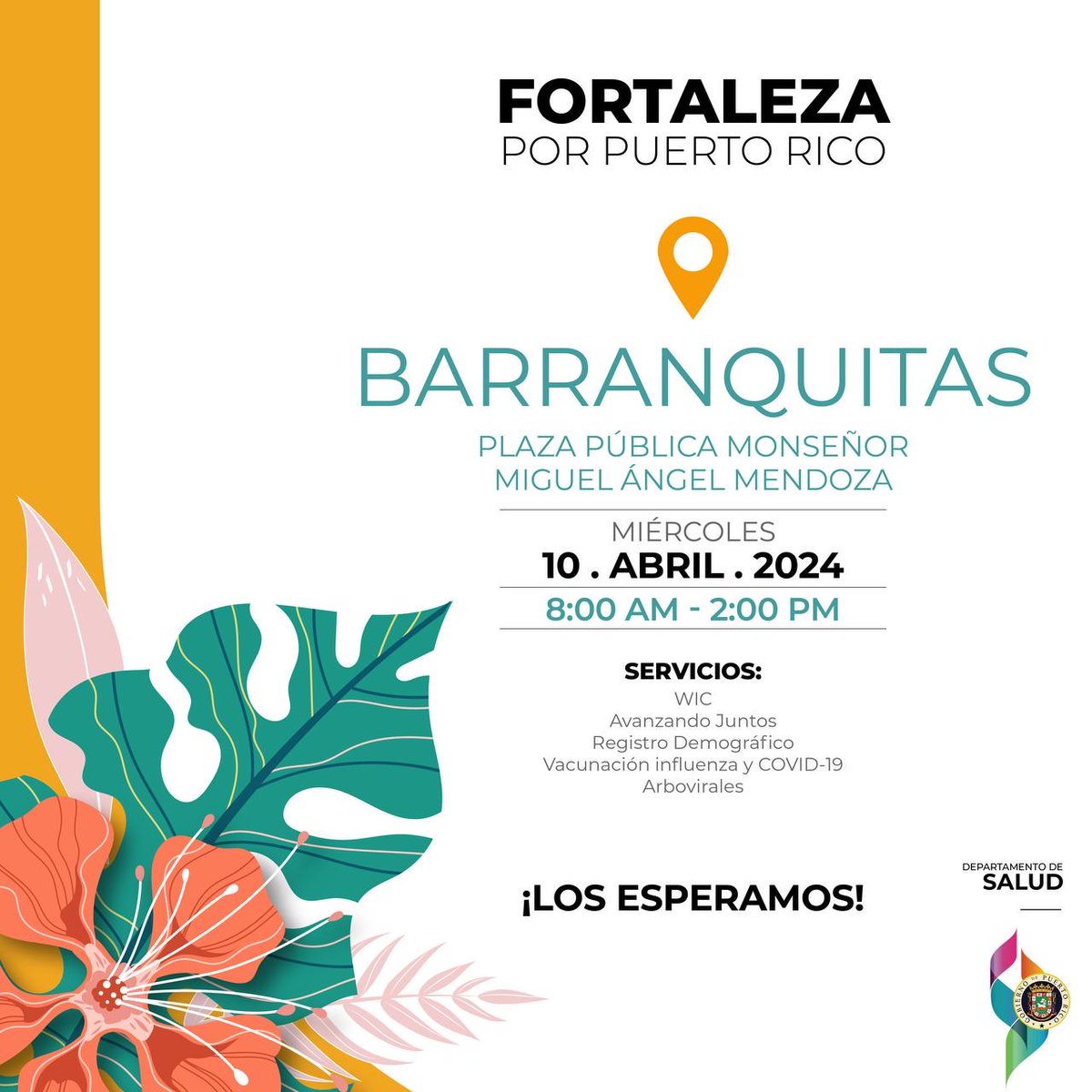 #FortalezaPorPuertoRico llega a Barranquitas mañana, 10 de abril. Profesionales de Salud estarán presente para ofrecer servicios directos a la ciudadanía. #CuidaTuSalud #ServiciosGubernamentales #ServiciosDeSalud