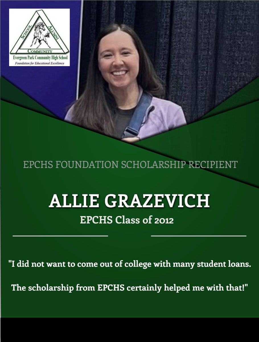 Allie Grazevich @miss_grazevich, a proud EPCHS alum and current teacher at Southwest School here in #EvergreenPark, is another grateful recipient of the @EPCHSFoundation scholarship! Read more here: 🔗evergreenpark.org/Page/298