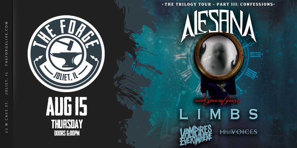 📚The saga continues... and unlike (most) third part trilogies, this one doesn't suck! Alesana - The Trilogy Tour - Part III Confessions LIMBS / Vampires Everywhere (Michael Vampire) / Half Heard Voices 📖Bookmark your spot: Friday 4.12 - 9AM TheForgelive.com Q Rock 100.7