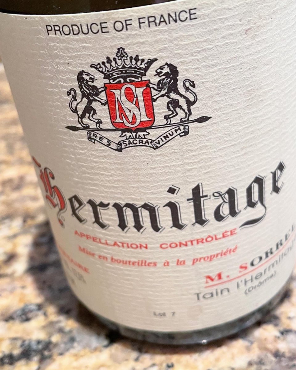 chriswinedoctor's tweet photo. Going off piste tonight, with this 1999 Hermitage from Marc Sorrel. #hermitage #rhonevalley #marcsorrel #syrah #wine https://t.co/Y6AT51ScVb