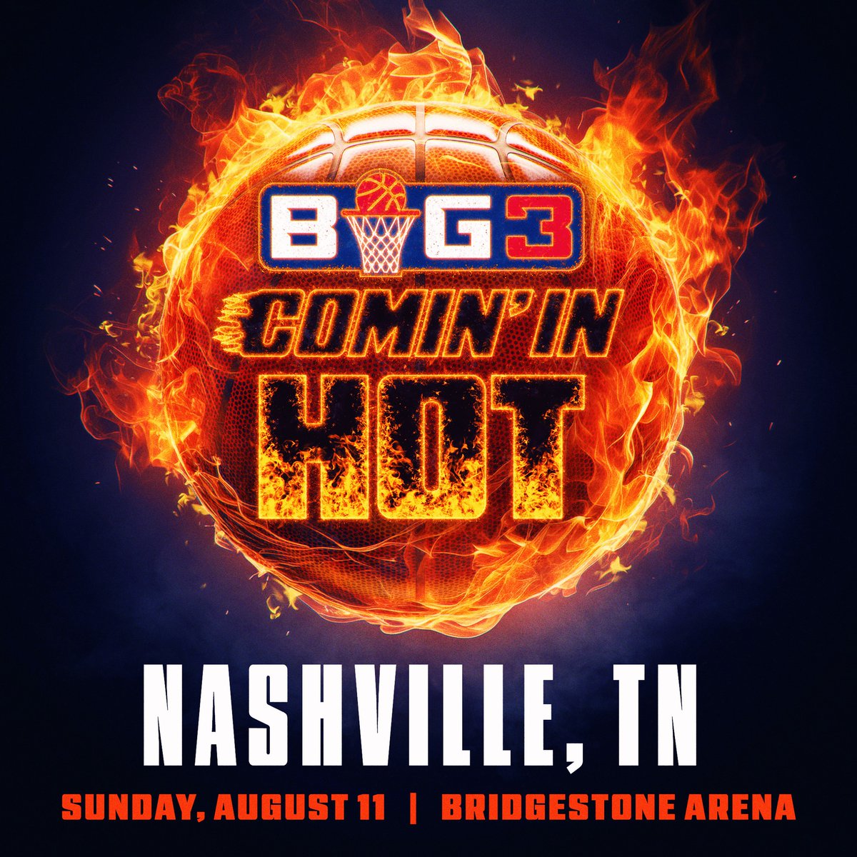 🏀 @thebig3 PRESALE: See the 3-on-3 pro basketball league featuring All-Stars, Hall of Famers and World Champions at Bridgestone Arena on August 11! 🔥 Use the code FIREBALL20 to get 20% off on select presale tickets before tonight at 10pm. 🎟️: bit.ly/43OwgvH