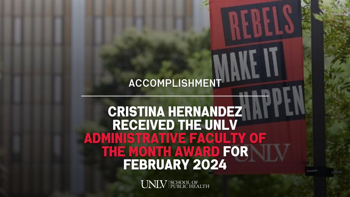 Congrats to Cristina for receiving the February 2024 Admin Faculty of the Month Award! 🎉 She is a project manager for the Dept. of Social & Behavioral Health. This award recognizes outstanding colleagues who go above and beyond to advance UNLV's mission. unlv.edu/news/unlvtoday…