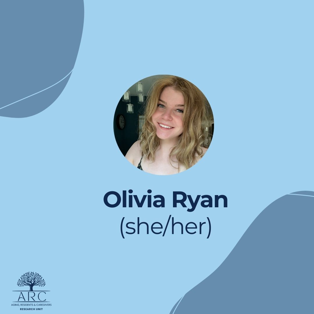 ARCResearchUnit's tweet image. Introducing @NatashaaGallant’s Masters Students!

Next is Olivia Ryan who is in her first year of the aging studies program at the University of Regina. Keep swiping to learn more about Olivia!