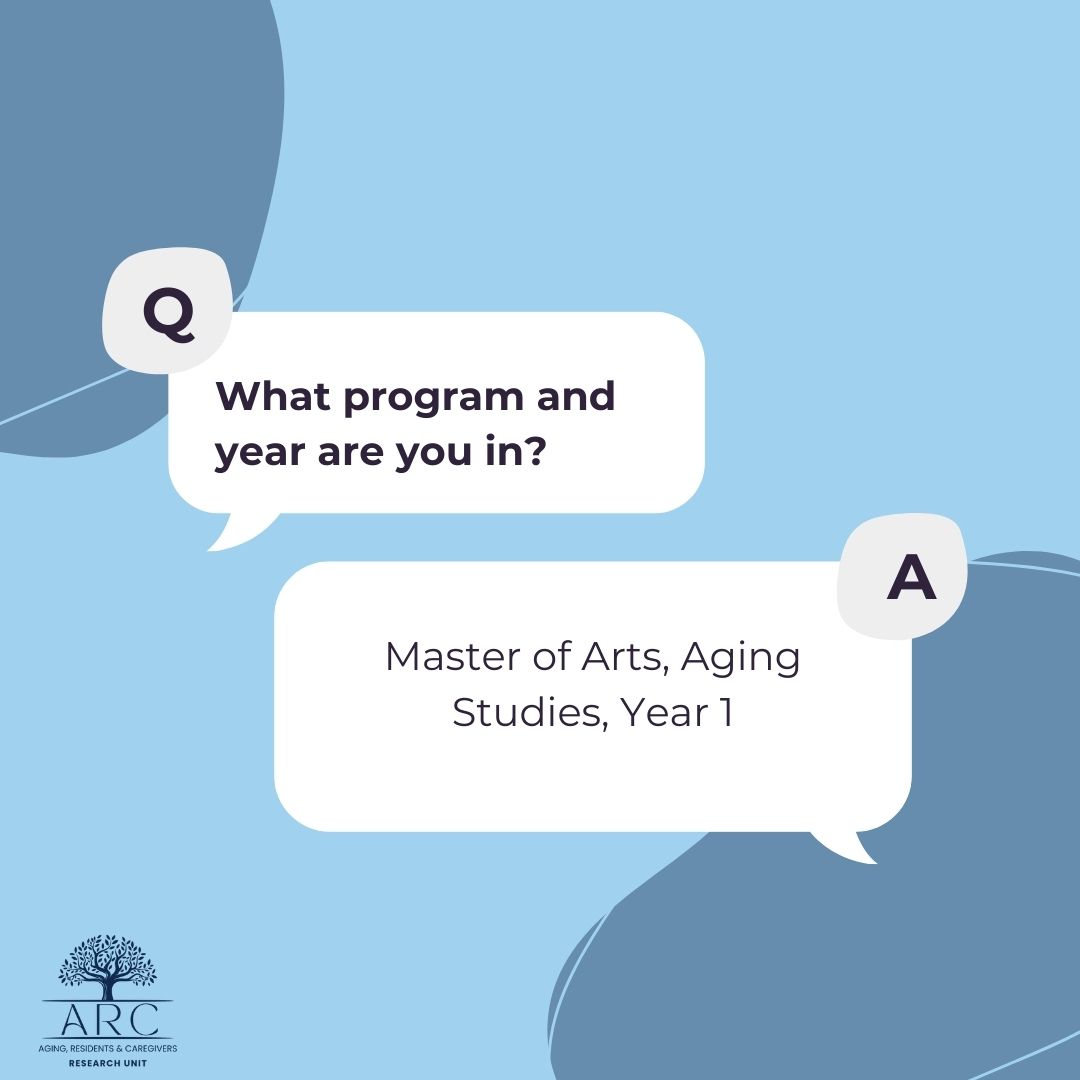 ARCResearchUnit's tweet image. Introducing @NatashaaGallant’s Masters Students!

Next is Olivia Ryan who is in her first year of the aging studies program at the University of Regina. Keep swiping to learn more about Olivia!