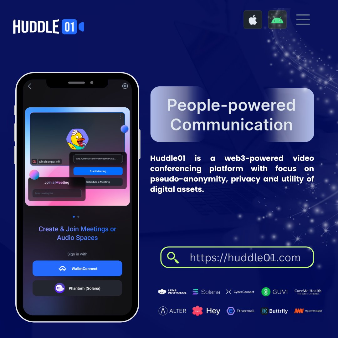 Exciting news from @huddle01com! 🌐 Introducing a groundbreaking web3 video conferencing platform focused on privacy, pseudo-anonymity, and digital asset utility. $HUDL #web3 #Blockchain