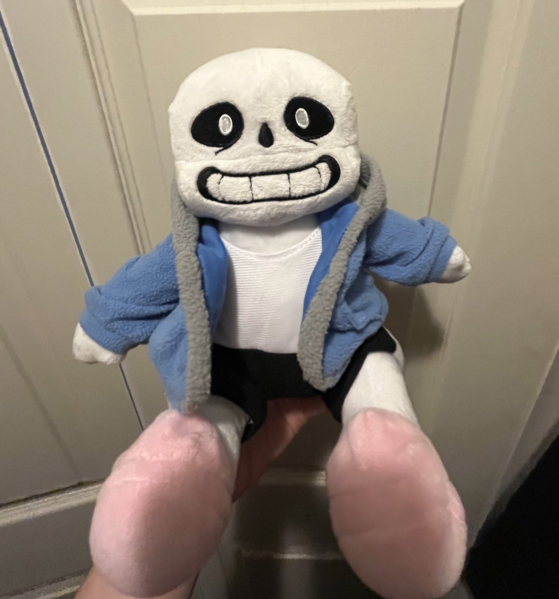 Shoutout to my friend for getting me this 99¢ bootleg Sans plush they found at goodwill