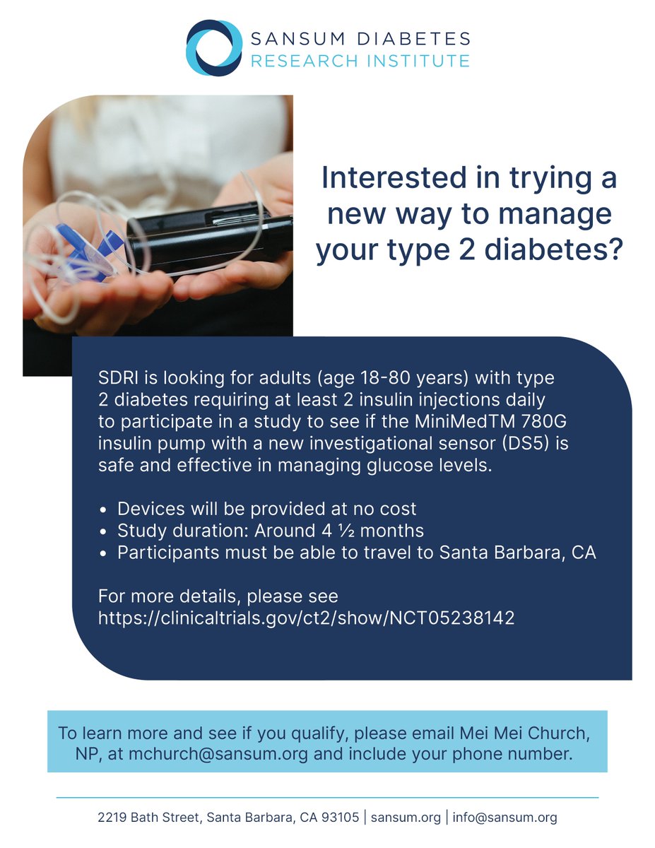 SDRI is currently recruiting for a new study for people living with type 2 diabetes. Contact us today for more information!