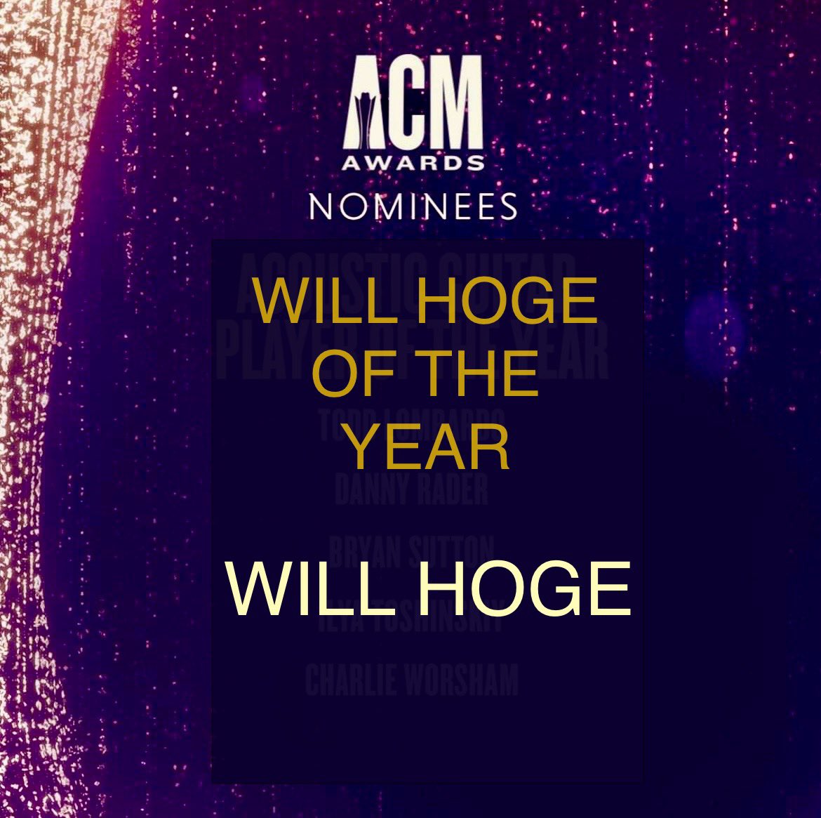 I’m truly honored by the recognition and this nomination. Thank y’all for the support. @ACMawards