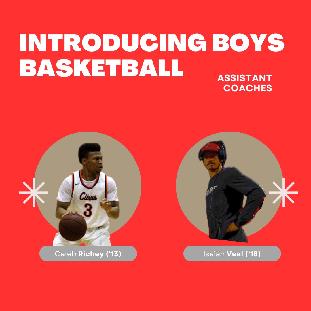 Announcement 📢 Welcome back to campus Caleb Richey and Isaiah Veal 🏀We are excited to add them to our Boys Basketball staff and grateful to have alumni like these men to help coach and mentor our student-athletes #GoCardinals