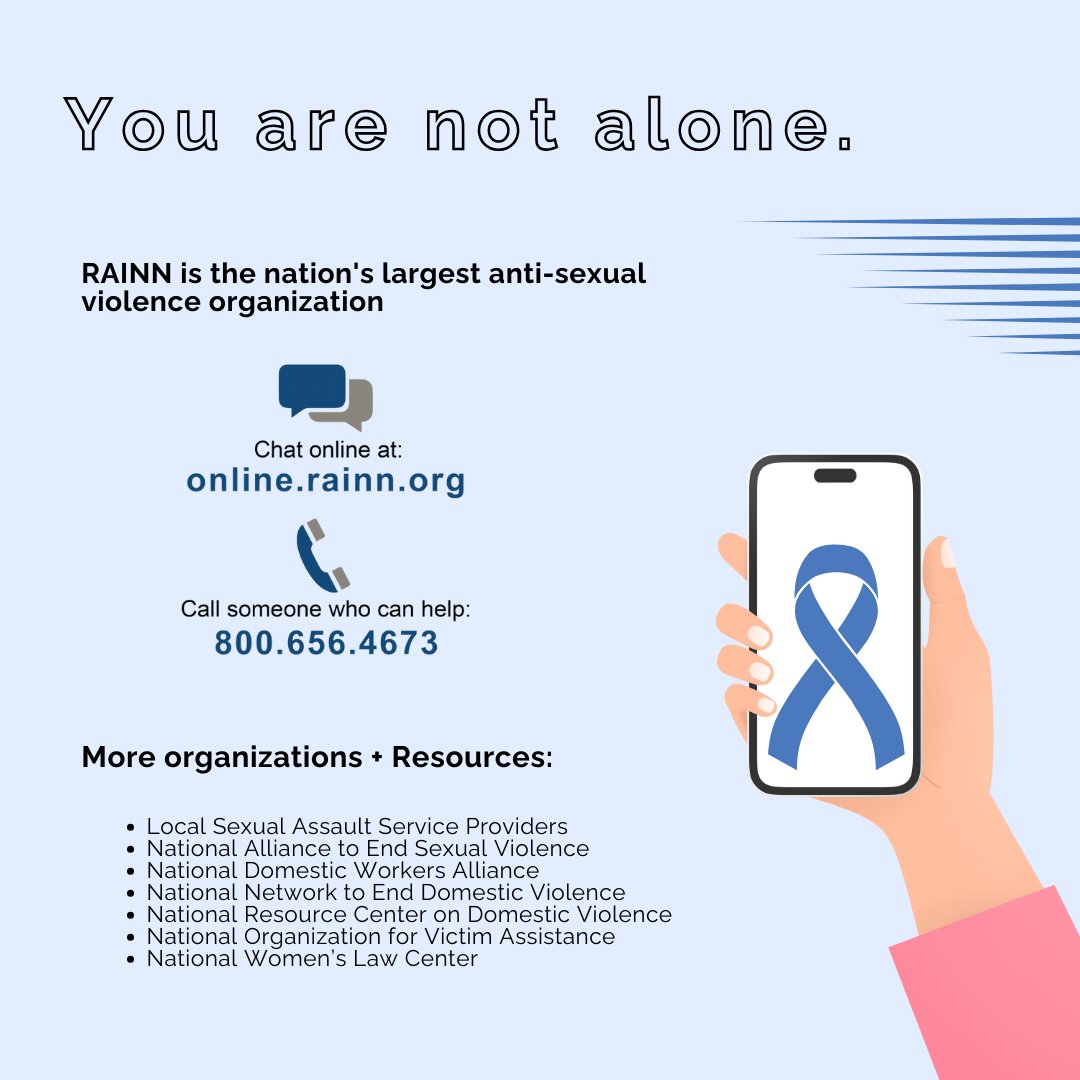 NursesforSRH's tweet photo. If you or someone you know has been affected by sexual assault, you're not alone. There are resources available to support you on your journey towards healing and justice 💙 https://t.co/dJEJ2mZ2ZG