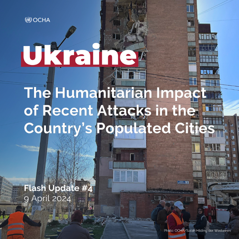 Ukraine: Populated cities have been impacted by recent targeted attacks. Damage to aid facilities, hospitals and other civilian infrastructure in Kharkiv and Zaporizhzhia have reduced people's access to essential services. Latest from @OCHA_Ukraine. reports.unocha.org/en/country/ukr…