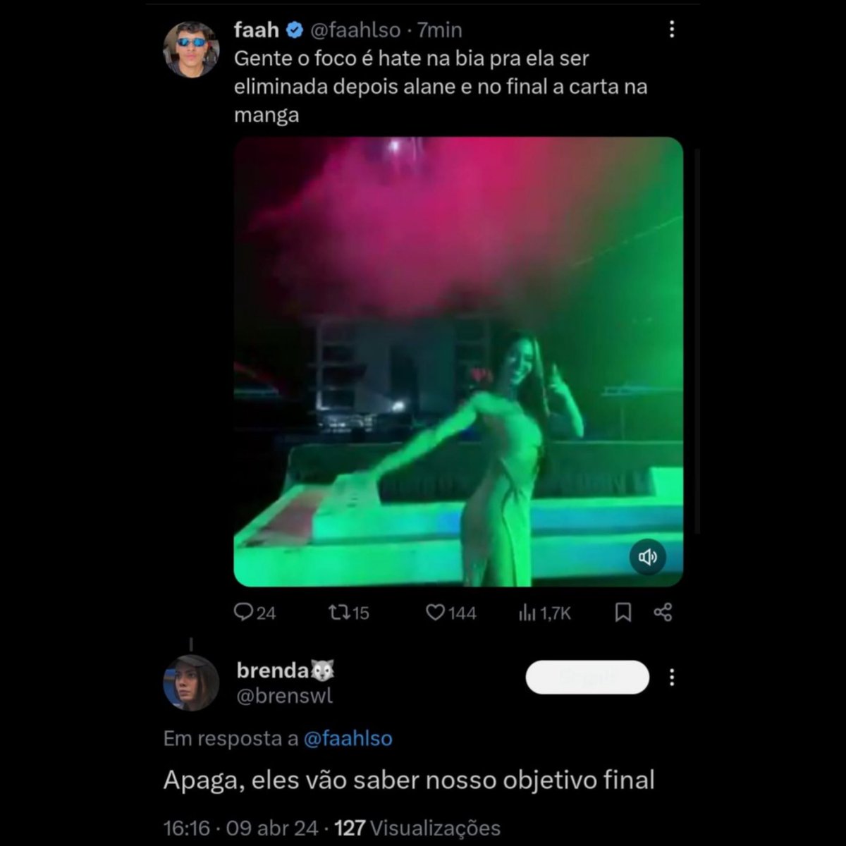 focalizeofc's tweet photo. Não caiam nessa Não...  
Olha o que a torcida da Loba está fazendo .

É tudo uma jogada para ajudar a Isabelle na final... https://t.co/cBIRLcmX8M