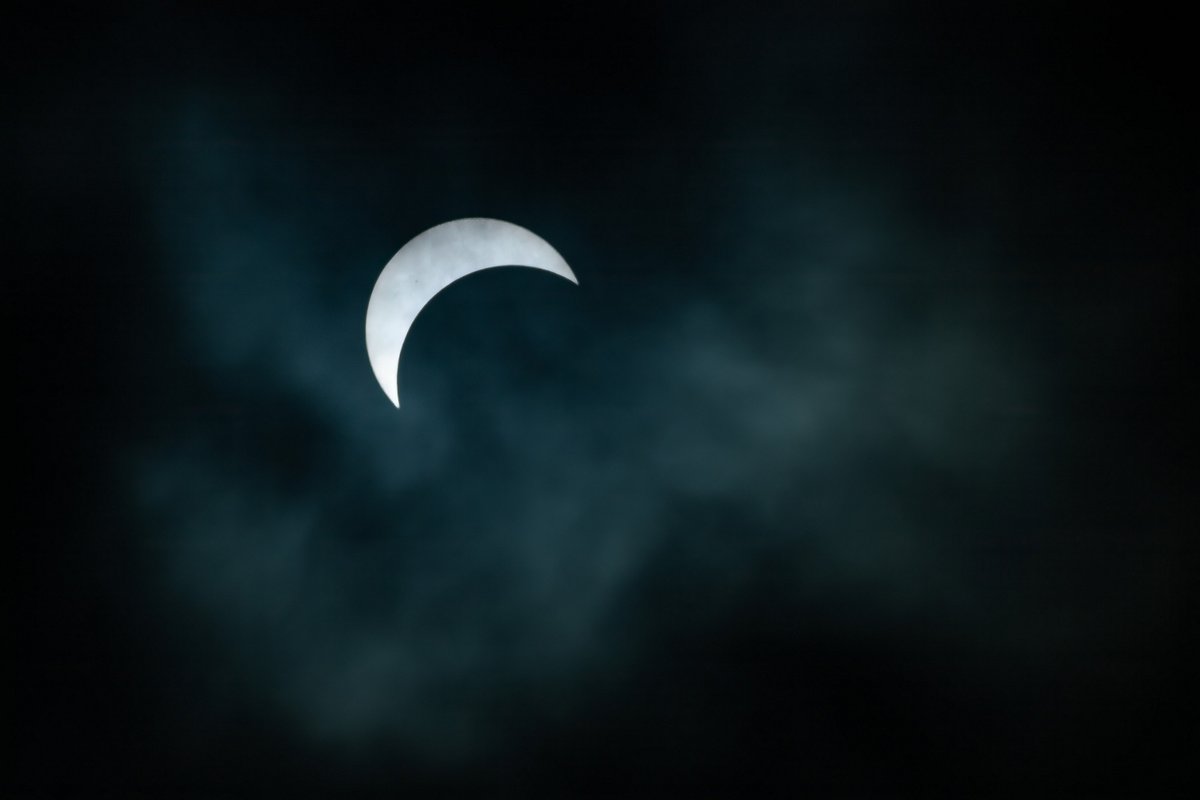 It was difficult getting a crisp clean picture with the cloud cover. #Eclipse2024
