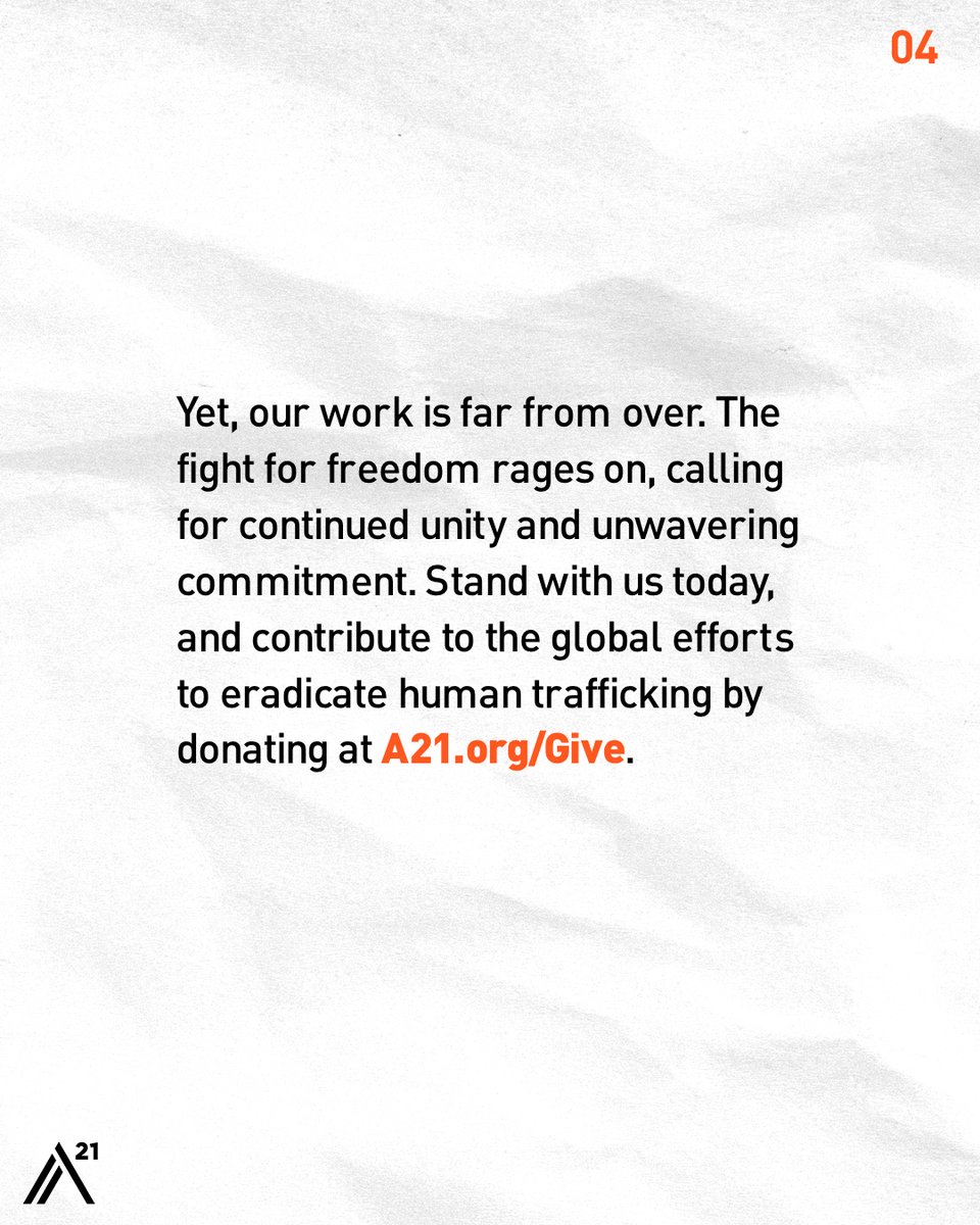 We fight for the father trapped in forced labor, the sister exploited online, & the grandparent caught in domestic servitude. These are real lives directly impacted by the horrors of human trafficking. Together, we can take freedom farther. Donate now at A21.org/Give.