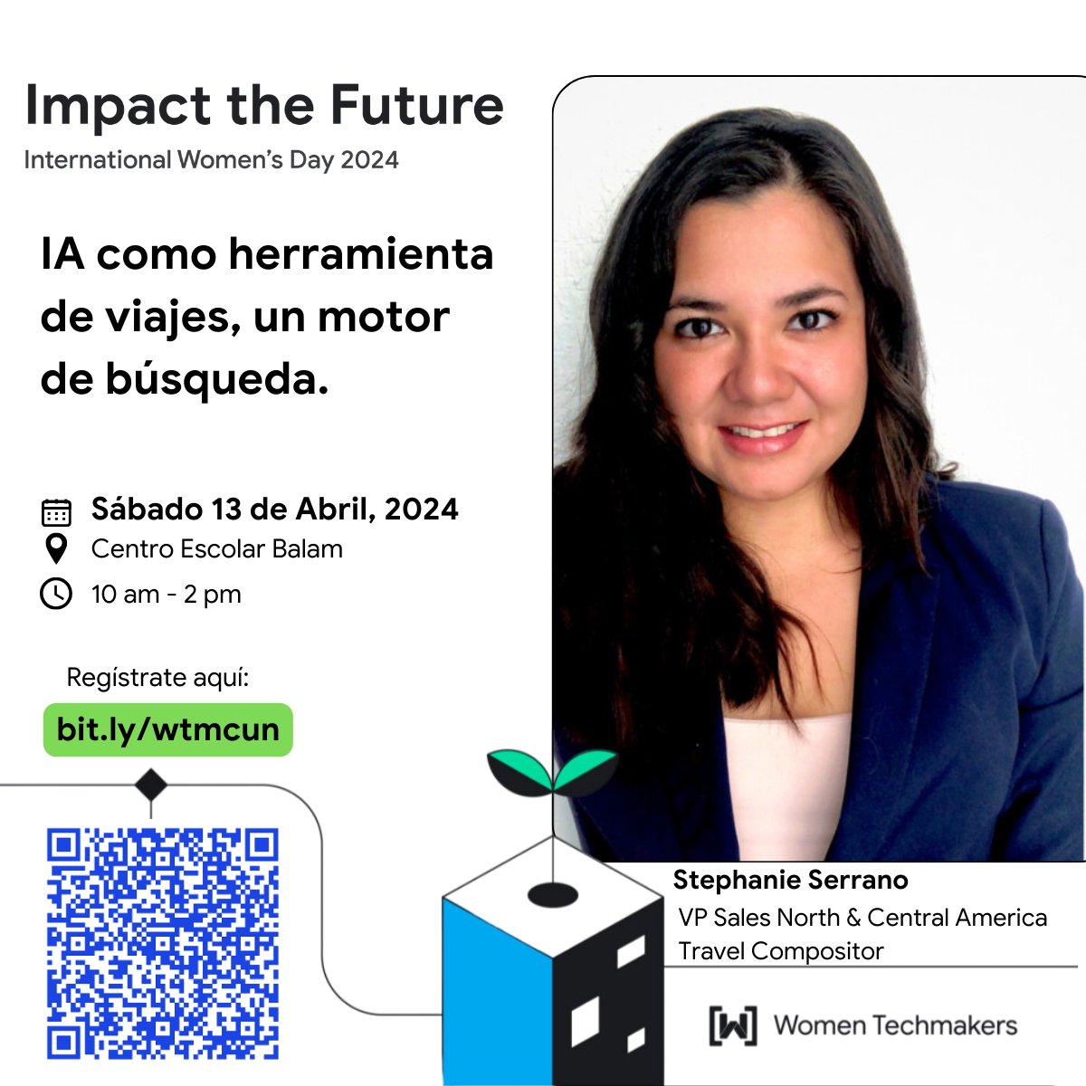 ¡Conoce a Stephanie Serrano, nuestra destacada ponente en el IWD 2024! Con más de 15 años de experiencia en la Industria Turística, actualmente es VP de Ventas en TRAVEL COMPOSITOR. En su charla "IA como herramienta de viajes", explorará cómo la IA está transformando el turismo🌟
